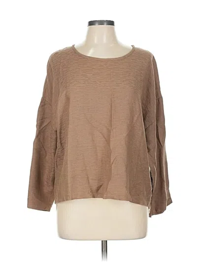 Pre-owned Chico's Design 3/4 Sleeve Top Brown Boatneck Tops