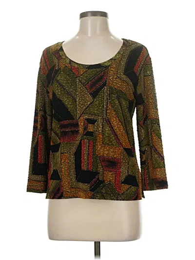 Pre-owned Chico's Design 3/4 Sleeve Top Brown Square Neckline Tops