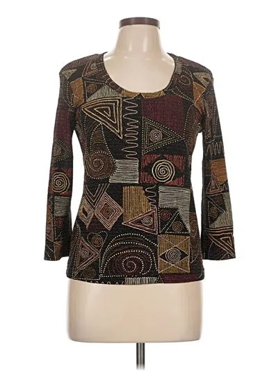 Pre-owned Chico's Design 3/4 Sleeve Top Brown Square Neckline Tops