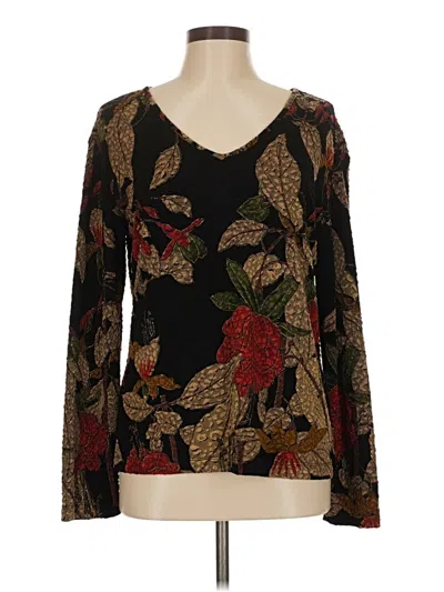 Pre-owned Chico's Design Long Sleeve Blouse In Brown