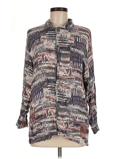 Pre-owned Chico's Design Long Sleeve Blouse In Gray