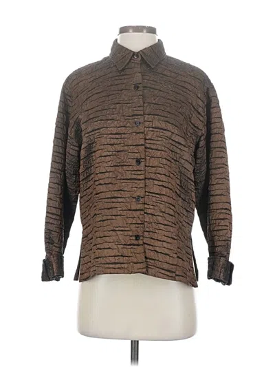 Pre-owned Chico's Design Long Sleeve Button Down Shirt In Brown