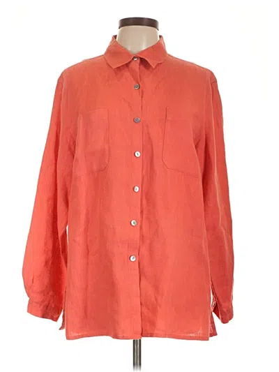 Pre-owned Chico's Design Long Sleeve Button Down Shirt In Orange