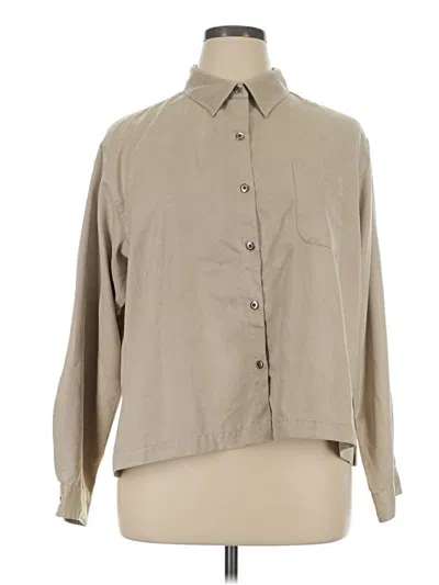 Pre-owned Chico's Design Long Sleeve Button Down Shirt In Tan