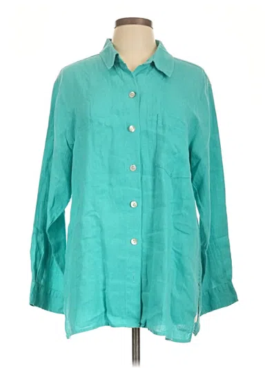 Pre-owned Chico's Design Long Sleeve Button Down Shirt In Teal