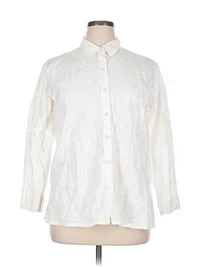 Pre-owned Chico's Design Long Sleeve Button Down Shirt In White