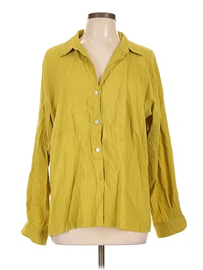 Pre-owned Chico's Design Long Sleeve Button Down Shirt In Yellow
