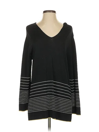 Pre-owned Chico's Design Long Sleeve Top Black V Neck Tops