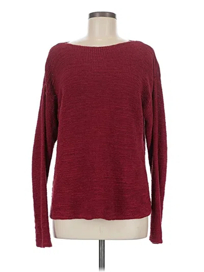 Pre-owned Chico's Design Long Sleeve Top Burgundy Boatneck Tops