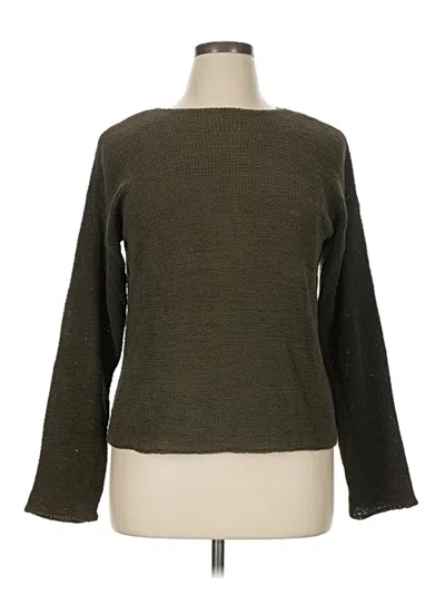 Pre-owned Chico's Design Long Sleeve Top Green Boatneck Tops