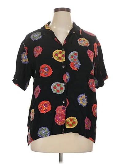 Pre-owned Chico's Design Short Sleeve Blouse In Black
