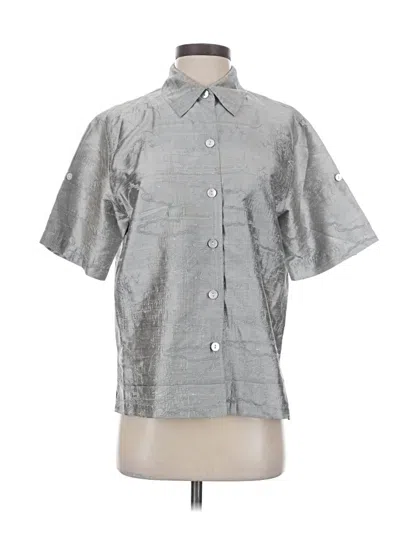 Pre-owned Chico's Design Short Sleeve Button Down Shirt In Silver