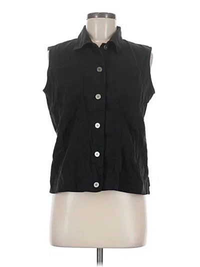 Pre-owned Chico's Design Sleeveless Button Down Shirt In Black