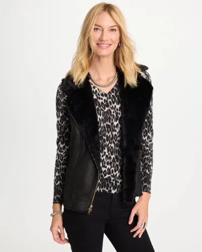 Chico's Distressed Faux Suede Vest In Black