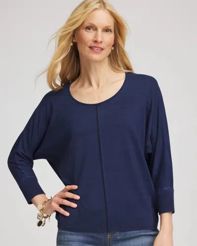 Chico's Dolman Denim Tee In Blue