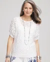 Chico's Dolman Pointelle Sweater In White Size 8/10 |  In Alabaster