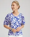 Chico's Dolman Short Sleeve Knit Top In Blue