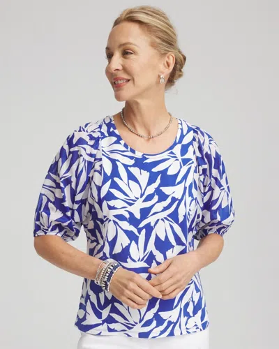 Chico's Dolman Short Sleeve Knit Top In Blue