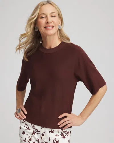 Chico's Dolman Sleeve Crew Neck Pullover Sweater In Cacao In Brown
