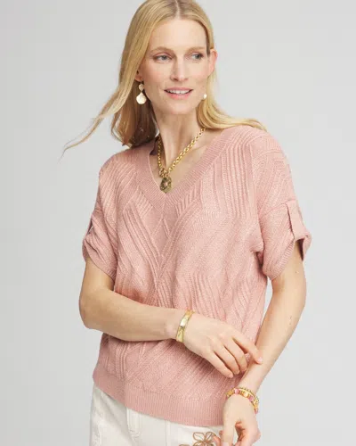 Chico's Dolman-sleeve V-neck Pullover Sweater In French Blush Size 20/22 |