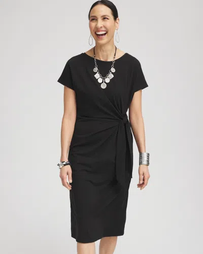 Chico's Dolman-sleeved Side-tie Dress In Black Size 16/18 |