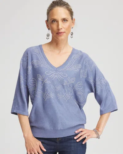 Chico's Dolman V-neck Sweater In Blue Lotus