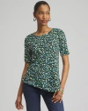 CHICO'S DOTS ASYMMETRICAL ELBOW SLEEVE TEE IN VERDANT GREEN SIZE 20/22 | CHICO'S