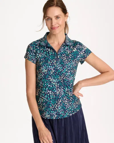 Chico's Dots Half Zip Polo In Topanga Green