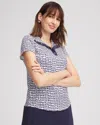 Chico's Dots Mockneck Short-sleeve Top In Blue Size 16/18 |  Zenergy Activewear In Passport Blue