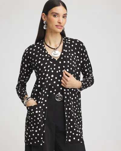 Chico's Dots Open-front Cardigan Sweater In Black Size 16/18 |