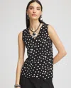 Chico's Dots Sleeveless V-neck Sweater Tank In Black Size 20/22 |  In Black