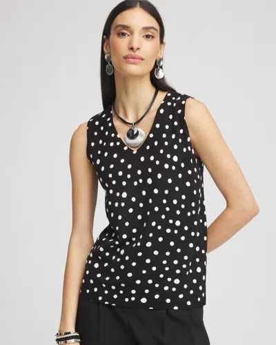 Chico's Dots Sleeveless V-neck Sweater Tank In Black Size 20/22 |