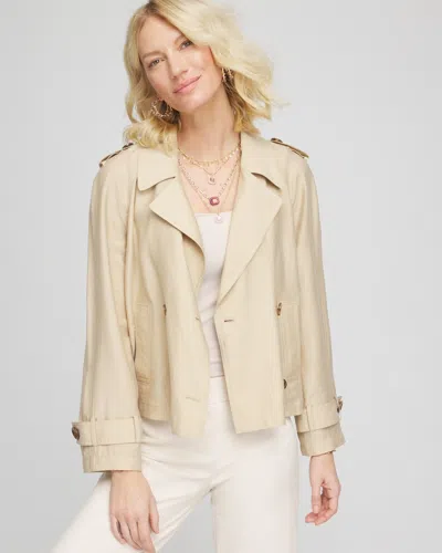 Chico's Double-breasted Cropped Trench Coat In Wild Truffle Size Xxl |