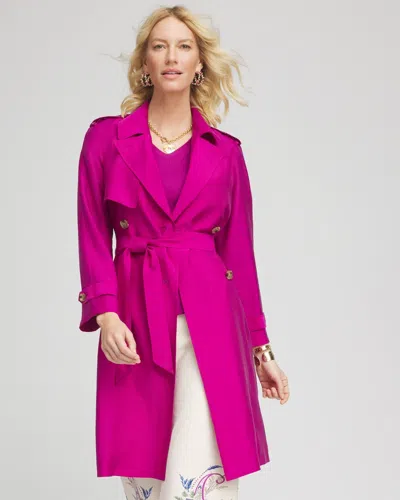 Chico's Double-breasted Trench Coat In Purple Size Medium |  In Purple Clover