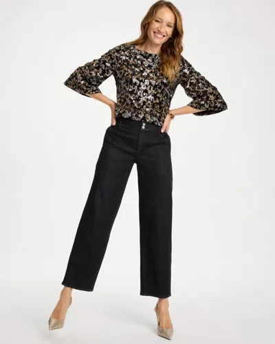 Chico's Double Button Trousers Barrel Jean In Midnight Rinse