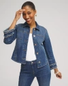 CHICO'S DOUBLE FRAY DENIM JACKET IN BLUE SPRINGS INDIGO SIZE XL | CHICO'S