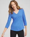 Chico's Double-knit 3/4 Sleeve Tee In Blue In Blue