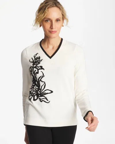 Chico's Double-knit Applique Top In White