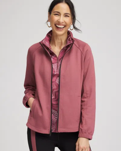 Chico's Double-knit Hooded Jacket In Rosewood Size Xxl |  Zenergy