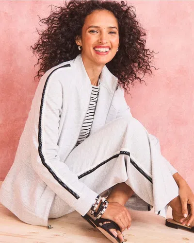 Chico's Double-knit Lattice Trim Jacket In Frosted Gray Heather Size Xxl |  Zenergy