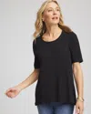 Chico's Double-knit Paneled Elbow Tee In Black In Black