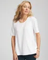 Chico's Double-knit Paneled Elbow Tee In White In Multi