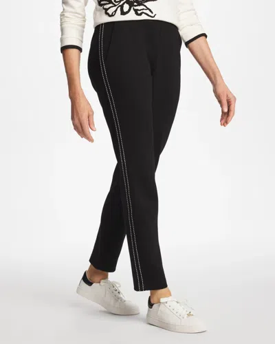 Chico's Double-knit Pick Stitch Ankle Pants In Black