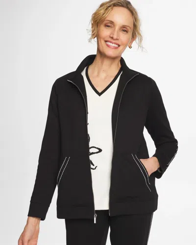 Chico's Double-knit Pick Stitch Jacket In Black