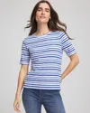 Chico's Double-knit Short Sleeve Tee In Blue In Multi