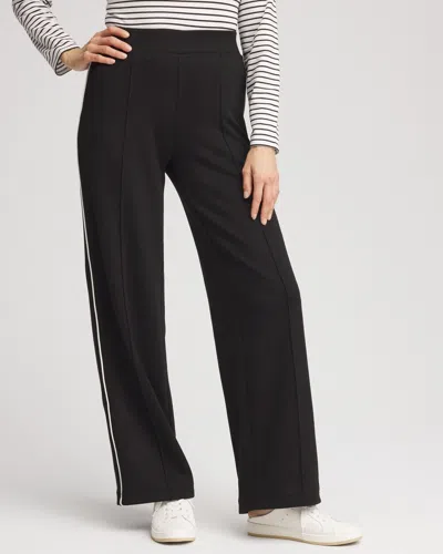 Chico's Double-knit Striped Wide Leg Pants In Black Size 12 |  Zenergy