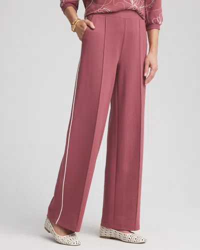 Chico's Double-knit Striped Wide Leg Pants In Rosewood Size 16 |  Zenergy