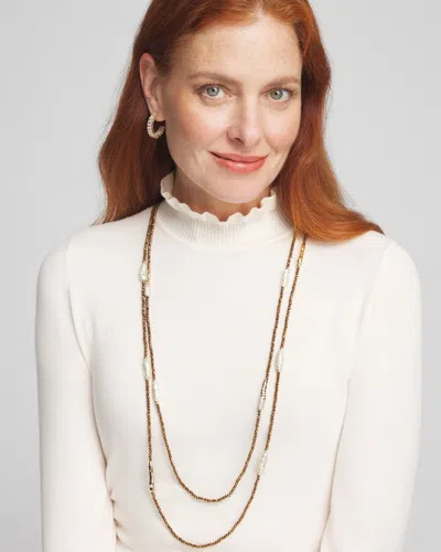 Chico's Double Strand Faux Pearl Necklace |  In Gold