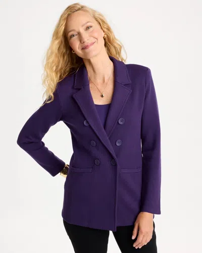 Chico's Double-breasted Sweater Blazer In Harvest Purple