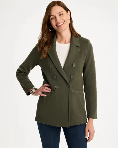 Chico's Double-breasted Sweater Blazer In Mossy Grove